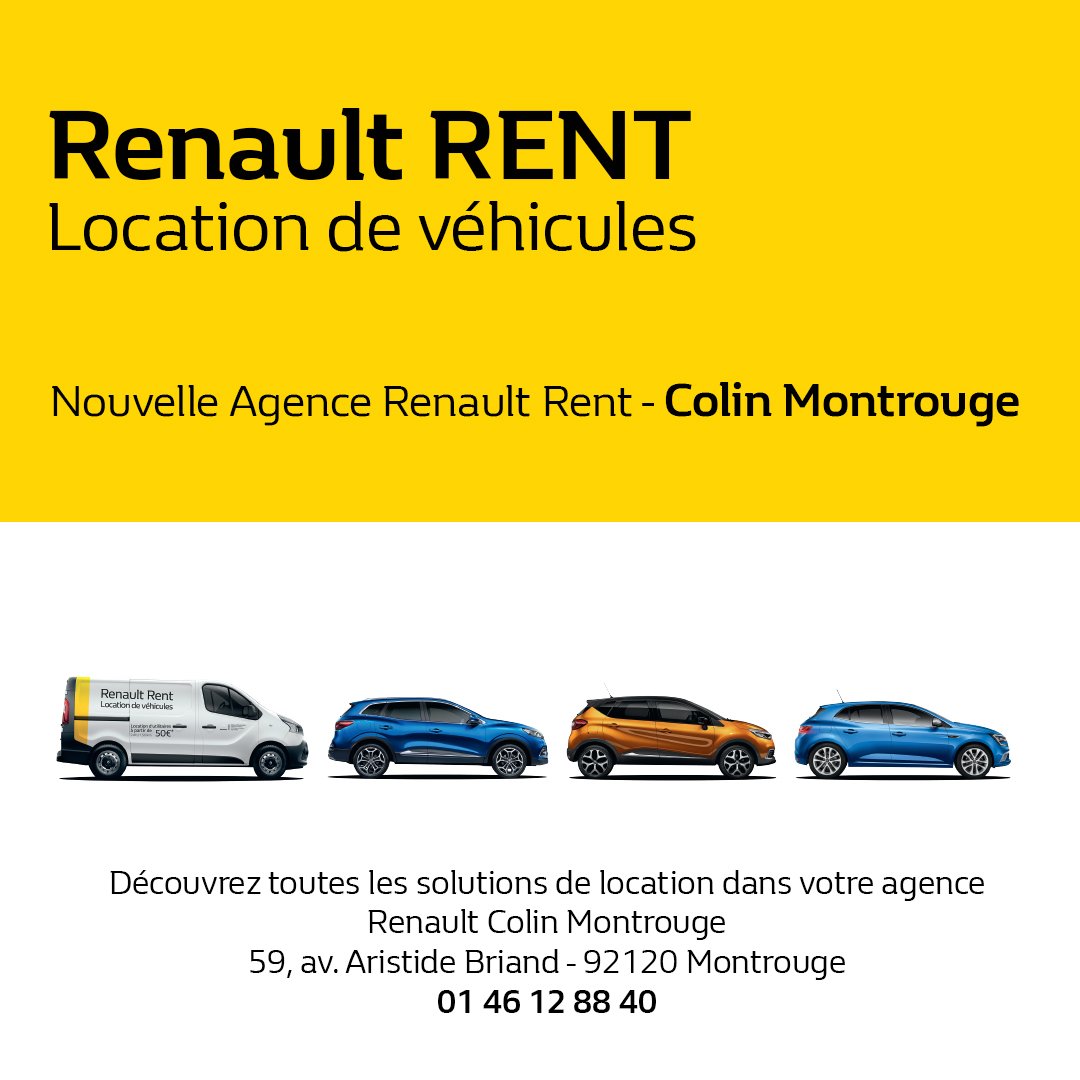 GroupeColin's tweet photo. Votre nouvelle agence Renault Rent vient d'ouvrir au 59, av. Aristide Briand à Montrouge !

Louez la Renault de votre choix pour une journée, un week-end ou des vacances partout en France ! 🌴☀️

Pour plus d'informations contactez-nous au 01 46 12 88 40 📞 https://t.co/7h3lbDiGoc