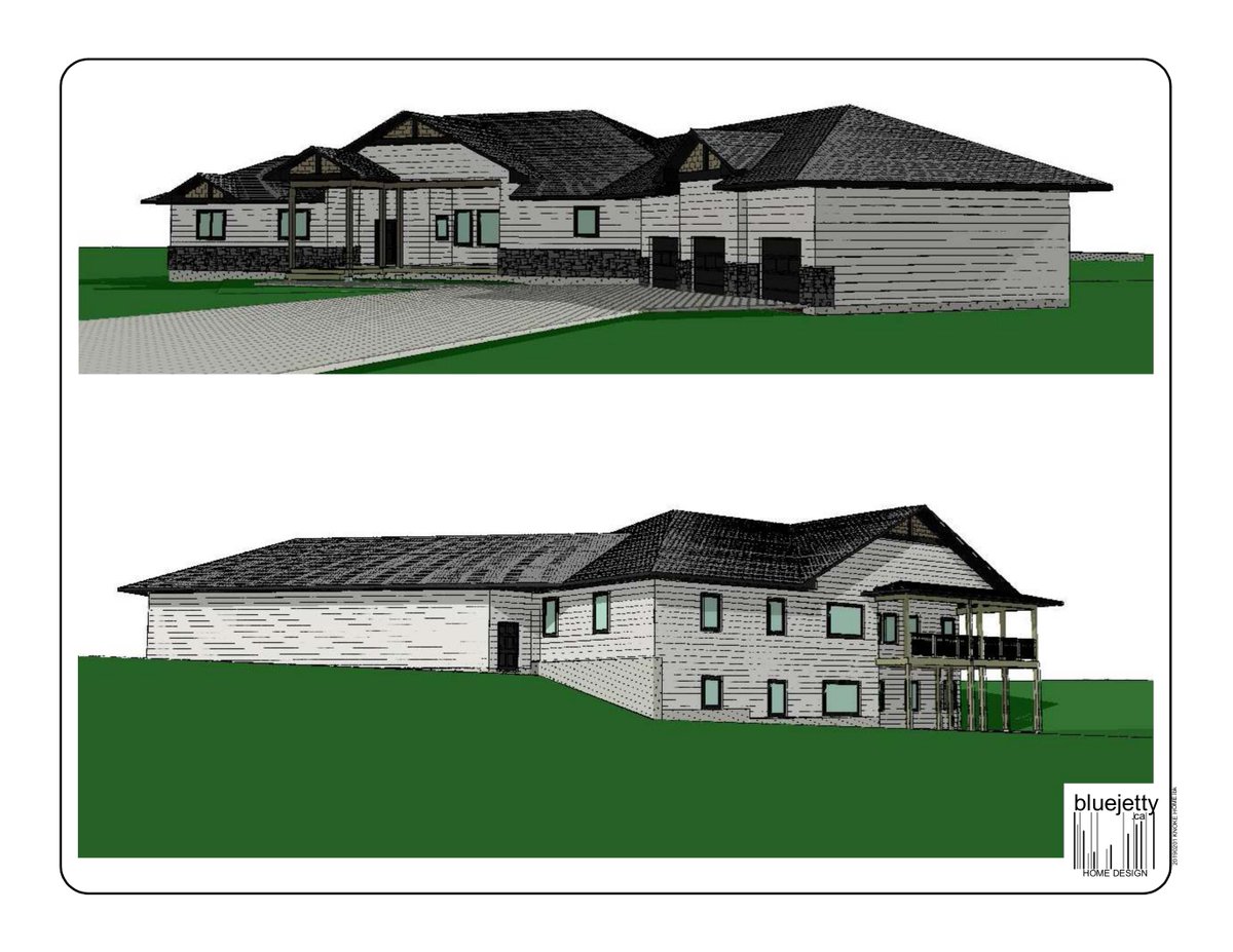 Saskatchewan Farm Home Plan : 3500 sqft Bungalow with walkout basement &amp; 3 car garage.