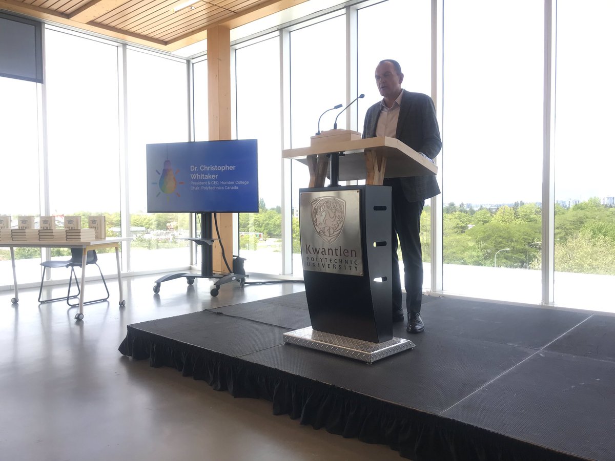 PolyCan's tweet photo. Dr. Chris Whitaker, President and CEO of @humbercollege and Board Chair of @PolyCan, says thank you to delegates for attending #PCDisrupts19. https://t.co/5vGVpUzUkZ