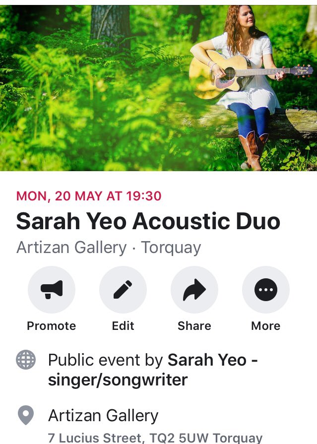 sarahyeosings's tweet photo. People of Torbay..my acoustic duo is playing in the artisan gallery on Monday .. lovely venue.. see you there! @ArtizanGallery @whatsondevon @WhatsonSW #countrymusic #singersongwriter #livemusicdevon #folkmusic #americanamusic https://t.co/OvvpgcnNad