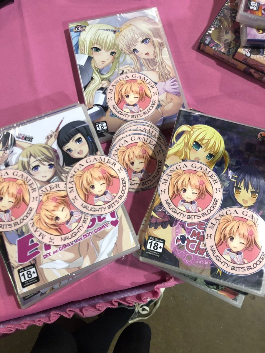 Mangagamer On Twitter Hello There We Re Hard At Work Setting Up Our Booth At Anime Central But First Some Products Need To Be Made Suitable For Public Viewing Https T Co C1jwz6kifx