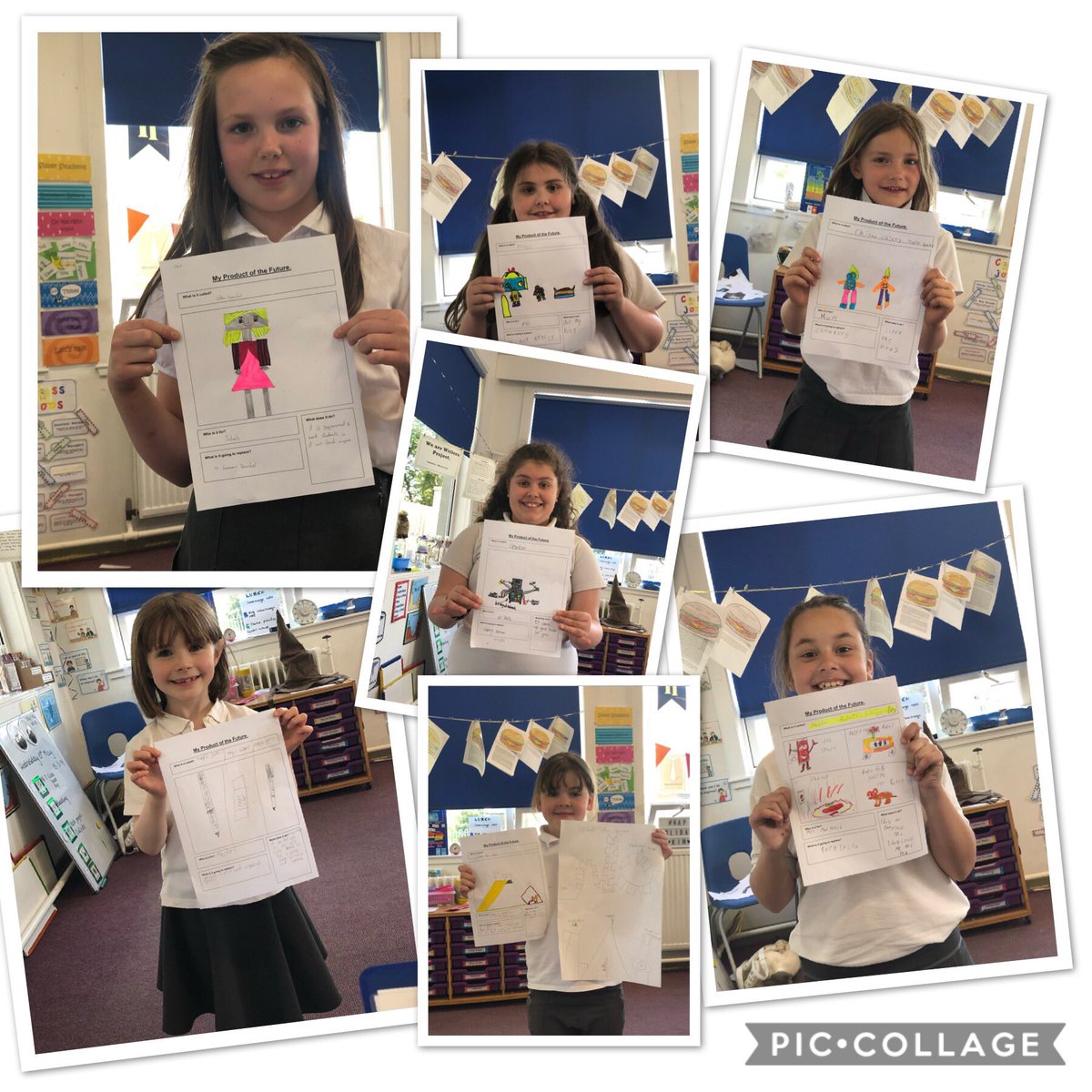 Kininmps's tweet photo. We enjoyed designing technological products of the future including the Roboteacher, robocleaners and a pencil that listens and then writes for you. #NDLW19 #KIMdigital https://t.co/cSRRsD66J5
