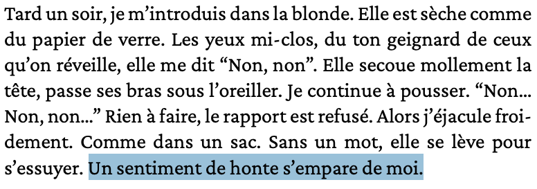 nicolasgregoire's tweet photo. Revoyons le passage. Ceux qui ont lu la partie 1 du livre savent que je ne me lance pas de fleurs. Cette partie est révoltante de bout en bout.

Immédiatement après la scène, j'exprime ma honte. Honte qui m'habite encore aujourd'hui. C'est marqué : "honte". https://t.co/E2yw1S2EWl