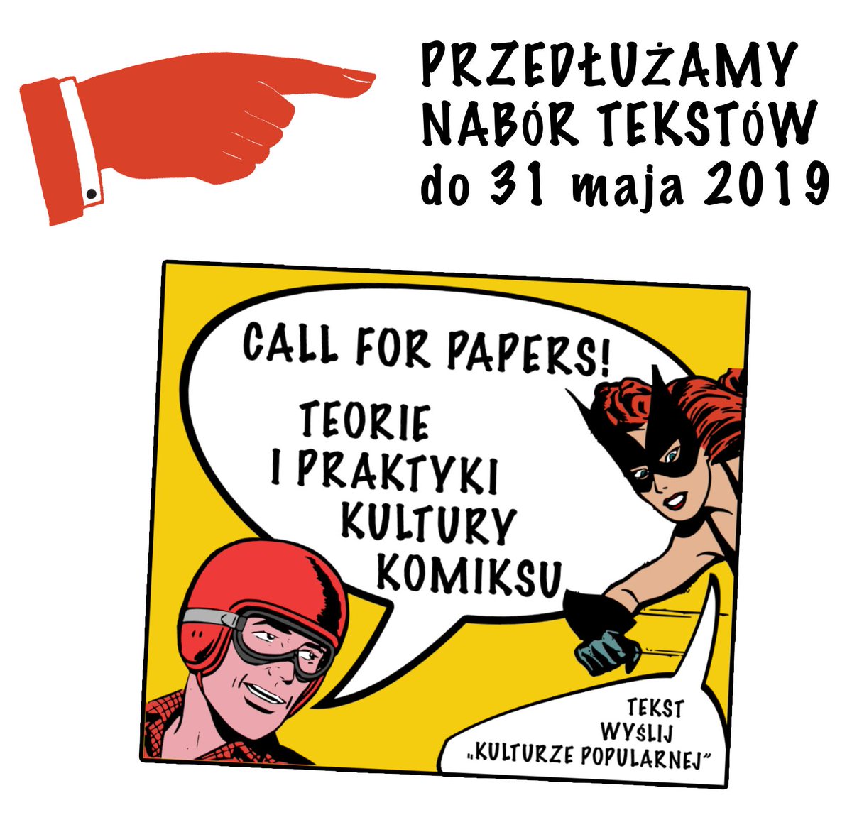 Przedłużamy do 31.05 nabór tekstów do numeru KP na temat „Teorie i praktyki kultury komiksu” kulturapopularna-online.pl/resources/html…
#komiks #callforpapers #kulturapopularna #swps #kulturoznawstwo #historiasztuki #literaturoznawstwo #medioznawstwo #filozofia #psychologia #socjologia #pedagogika