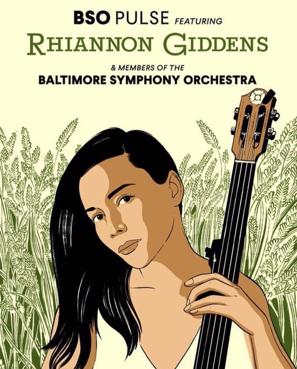 RhiannonGiddens's tweet photo. Joining the @BaltSymphony TONIGHT with #DirkPowell as a part of their #BSOPulse series. Sweet poster artwork by @AlexFineIllos. 

See you tonight, Baltimore! https://t.co/1gVX23330H