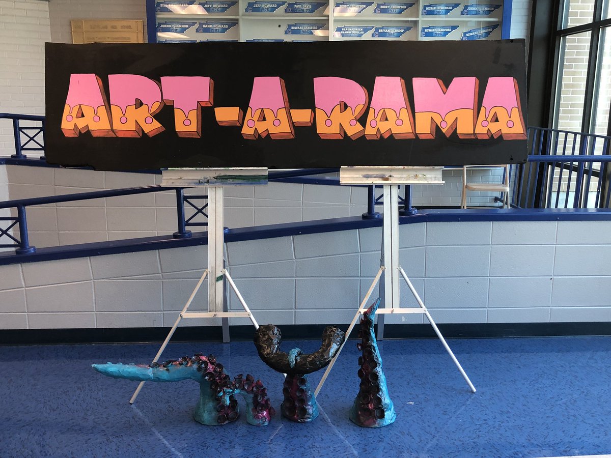 drrusselldyer's tweet photo. Drop by the Raider Arena lobby to see the Art-A-Rama tonight.  Great student art, live music, and food until 8:30 pm! #gobeyondccs https://t.co/ewzRFlu7kg