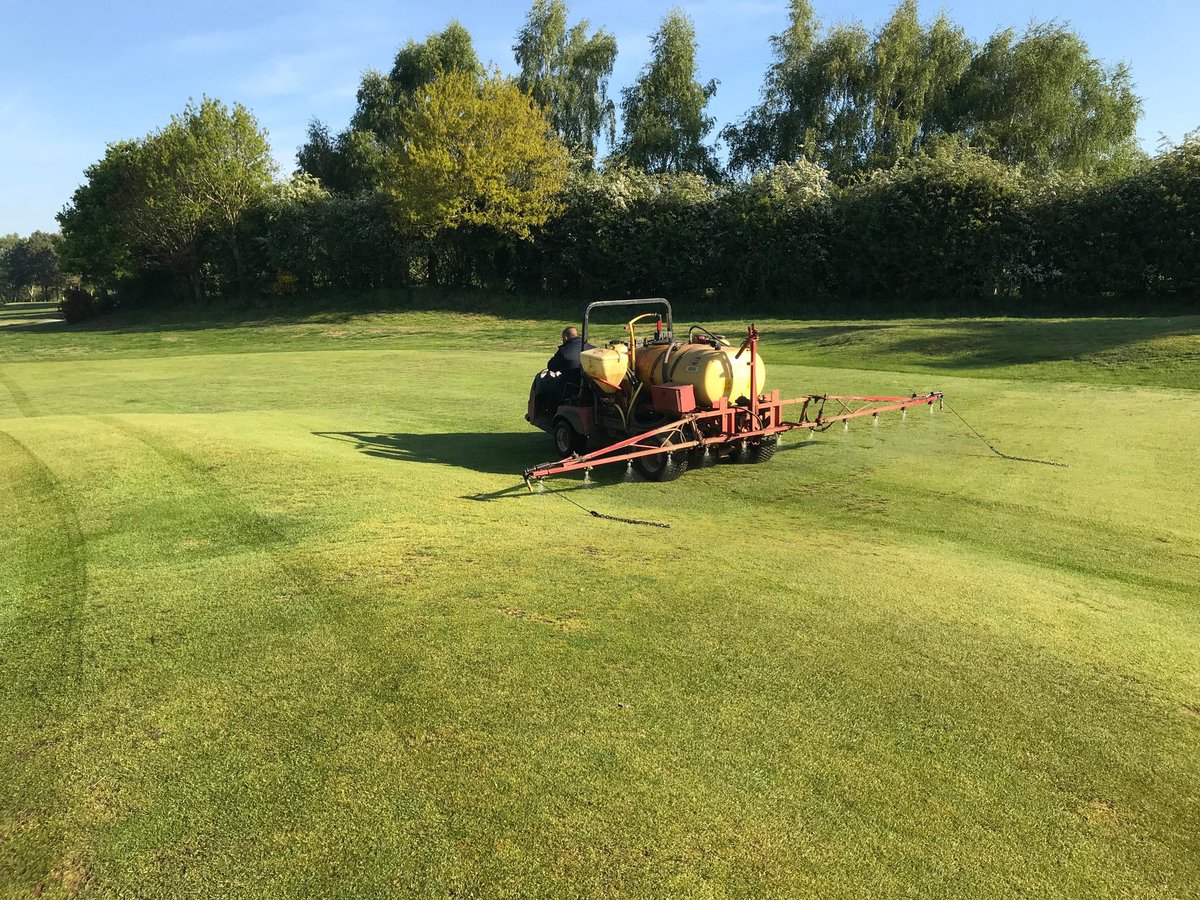 Spraying fairways again with wetting 💦agent earlier today as the team are hard at work loading up the soil profile before summer really kicks in☀️ #wettingagent #greenkeeping #NCGC #Golf