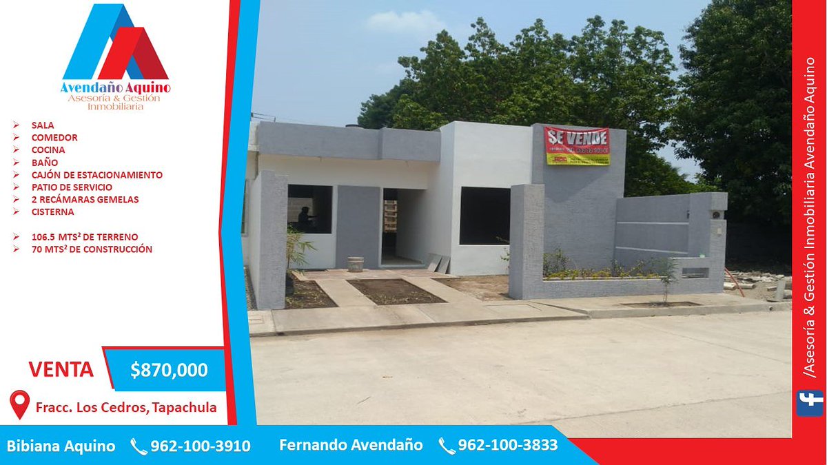 Apfera's tweet image. No esperes más, compra tu CASA 🏡
Se aceptan créditos hipotecarios: ✔️ Bancarios
✔️ Infonavit
✔️ Fovissste
✔️ Banjercito
✔️ Issfam
✔️ Imss
✔️ Pemex
✔️ Cfe
✔️ PF

Asesoría y Gestión Gratuita.
Contáctanos 📞

#CasaenVenta #Inmobiliaria #SeVendeCasa #BienesRaices #CasaNueva #Crédito