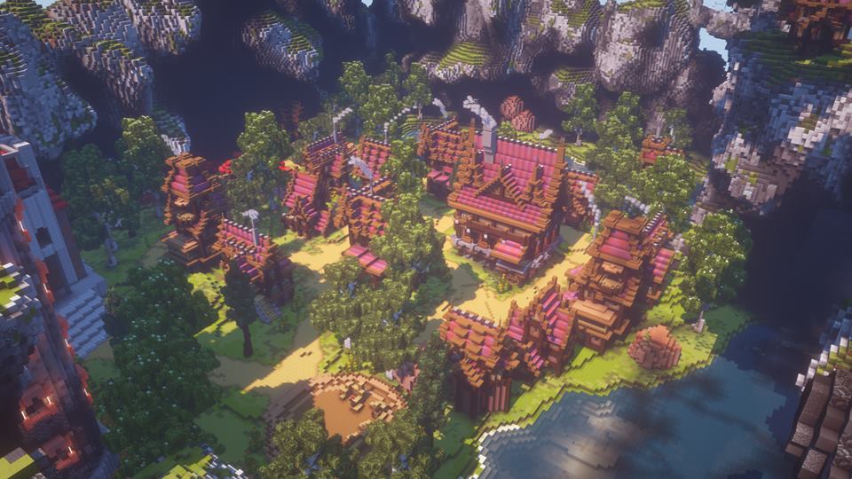 squarecloudsmc's tweet image. Charenia: Fantasy Medieval Spawn
Build by @ArtzCg For Commissions Build!.
Screenshoot By @AlvinReno064  and Owen Handinata
 Hope you Like it and Stay tune for another project from us :D 
#Spawn #survival #medieval #fantasy #organic #tree #house #castle #terraform #shaders
