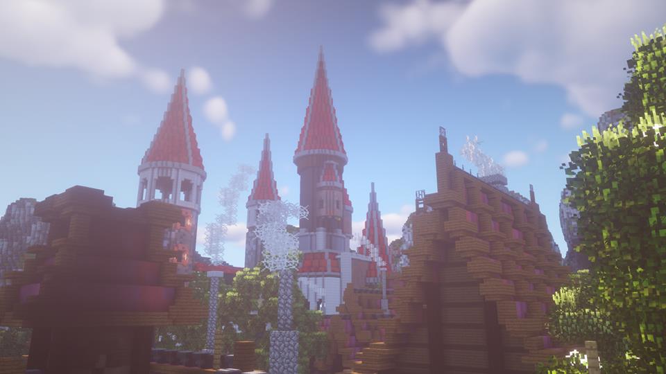 squarecloudsmc's tweet image. Charenia: Fantasy Medieval Spawn
Build by @ArtzCg For Commissions Build!.
Screenshoot By @AlvinReno064  and Owen Handinata
 Hope you Like it and Stay tune for another project from us :D 
#Spawn #survival #medieval #fantasy #organic #tree #house #castle #terraform #shaders