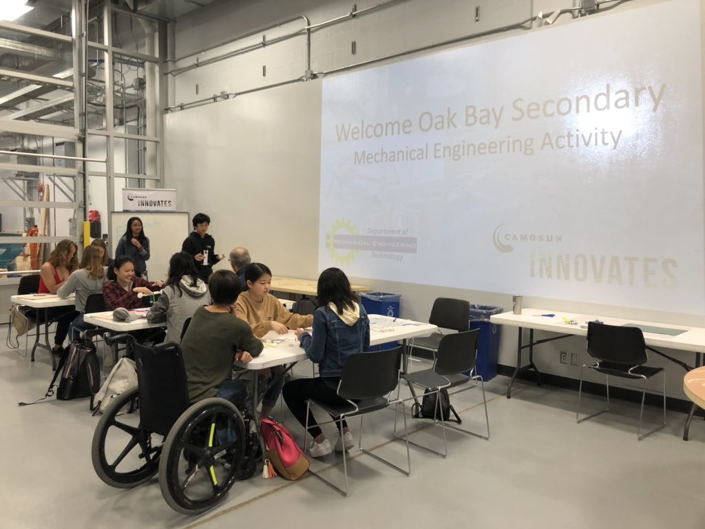 SD61Careers's tweet photo. Grade 10 @OakBayHigh students are taking over @Camosun Interurban Campus today! Thank you to the #Trades #Technology #Business & #SportExercise Departments for allowing our @sd61schools students to experience campus life for the day through hands-on activities! #sd61learn https://t.co/MaS4ijKpP6
