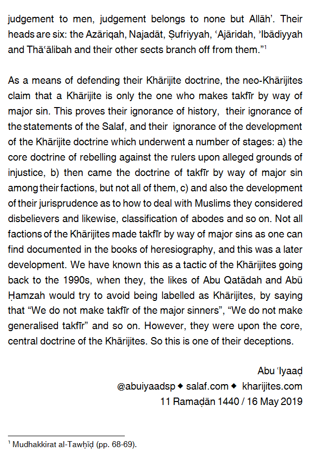 AbuIyaadSP's tweet photo. Who is a Khārijite and What is His Core Doctrine, and Must  it Include Takfīr By Way of Major Sin? A Clarification of the Deception of the Kārijites. https://t.co/ZYTzaSVsSE https://t.co/7SeXpNkcAm