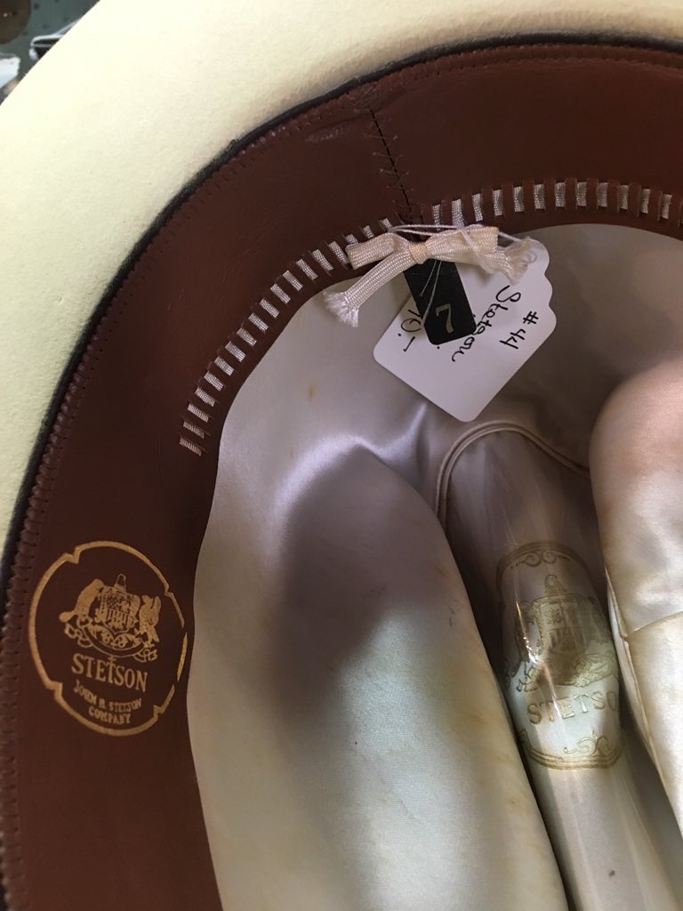 Winter_Thistle's tweet photo. That feeling when you’re out on tour, just exploring some antique shops on your day off, and you find another perfect hat...in the wrong size. #BarelyASeven #docquotes #officerhaught #stetson #e4l #earpinthewild https://t.co/p2UKtJF4QA