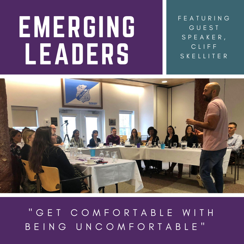 SudburyCF's tweet photo. Cliff from Launch Pad kicked off our third Emerging Leaders Series speaking to the group about defining success. 
What does success look like and mean to you?
Cliff believes that success is about getting out of your comfort zone, and embracing the discomfort. https://t.co/khNSEy7Q7R