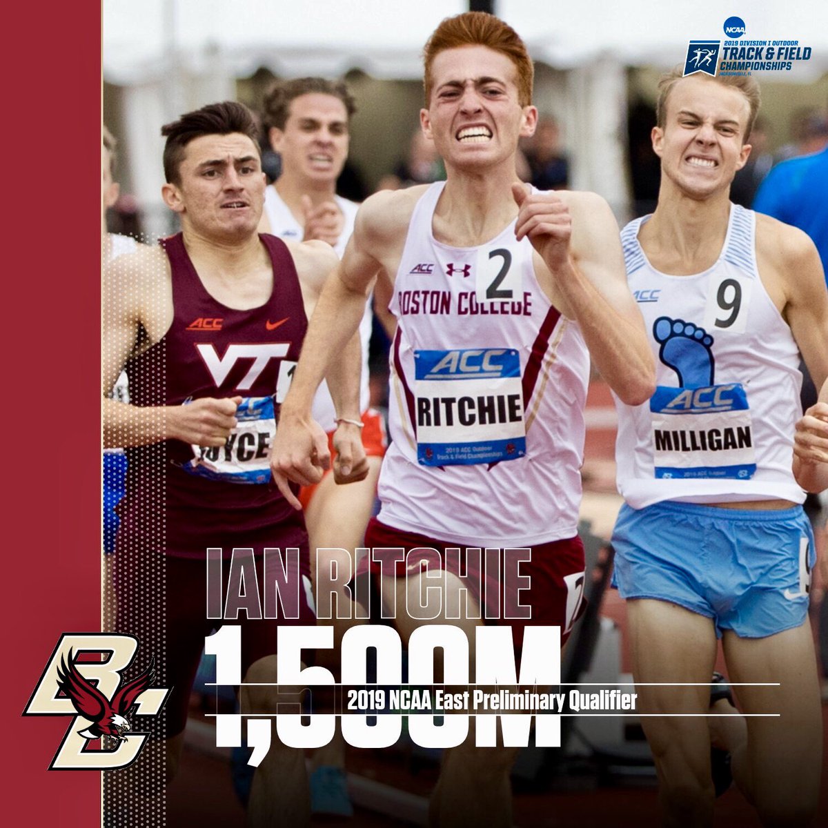 bctrackandfield's tweet image. Ian Ritchie qualifies to his first NCAA’s with a breakout #ACCOTF performance! #BCTF #SeniorSurge #WeAreBC