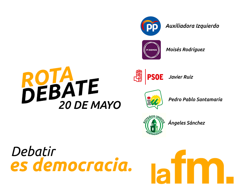 lafm_es's tweet photo. #RotaDebate el próximo lunes 20 a las 21h00 en LaFM radio con Javier Ruiz Arana, Moisés Rodríguez, Pedro Pablo Santamaría, Ángeles Sanchez @RUnidos  y Auxiliadora Izquierdo.

Para que votes el 26 de mayo #ConCriterioPropio, los debates electorales, en laFM ->
#DebatirEsDemocracia https://t.co/QgrD8toE3q