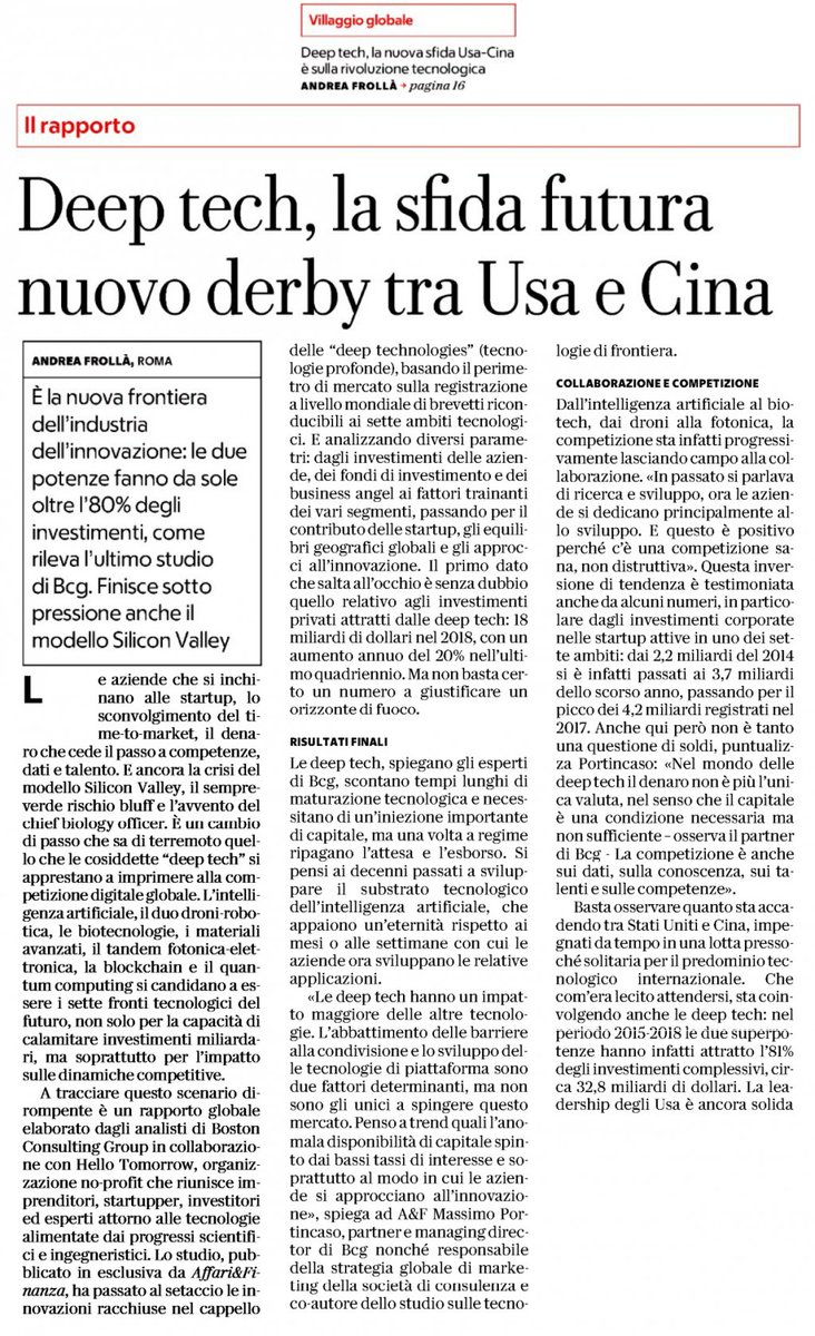 AI_x_IA's tweet image. Le #DeepTechnologies sono la nuova frontiera dell’industria dell’innovazione. Cina e USA, da fonte @BCG, fanno da sole l&apos;81% degli investimenti. 
Nell&apos;ultimo quadriennio la Cina ha raddoppiato gli investimenti mentre gli States sono cresciuti solo del 10%
Leggi @RepubblicaAF 👇