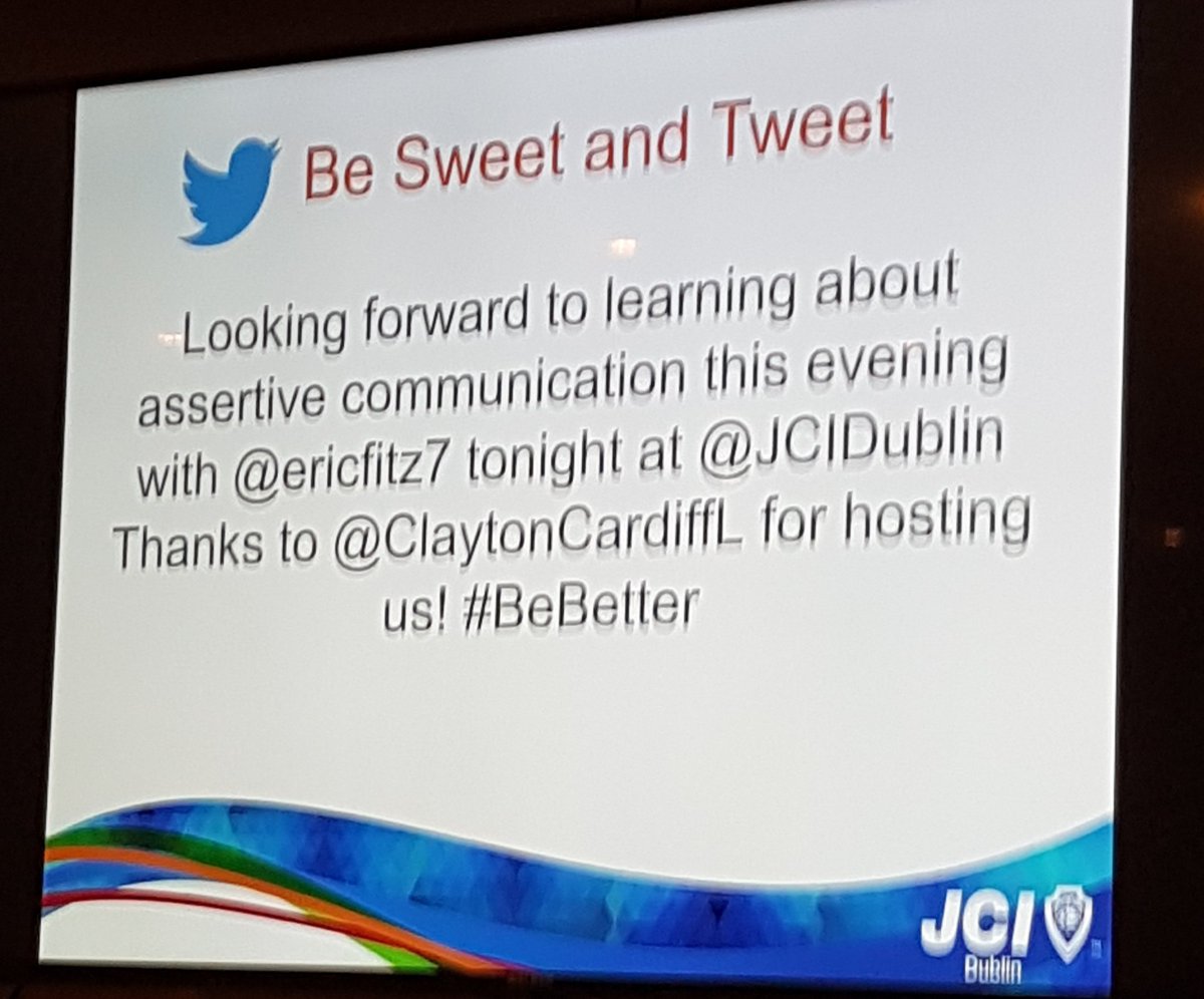 ericfitz7's tweet image. Looking forward to @jcidublin this evening at @ClaytonCardiffL #assertivecommunication