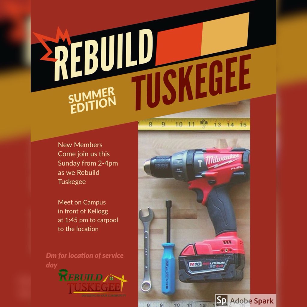 RebuildTuskegee's tweet photo. We’re back at it this Sunday with the summer Edition of Rebuild Tuskegee’s Service days. If you or someone you know is in the area, please feel free to come out and continue to make history with Rebuild Tuskegee. Please spread the word! #LetsRebuildTuskegee #OnePropertyAtATime https://t.co/4PRCOy6aCW