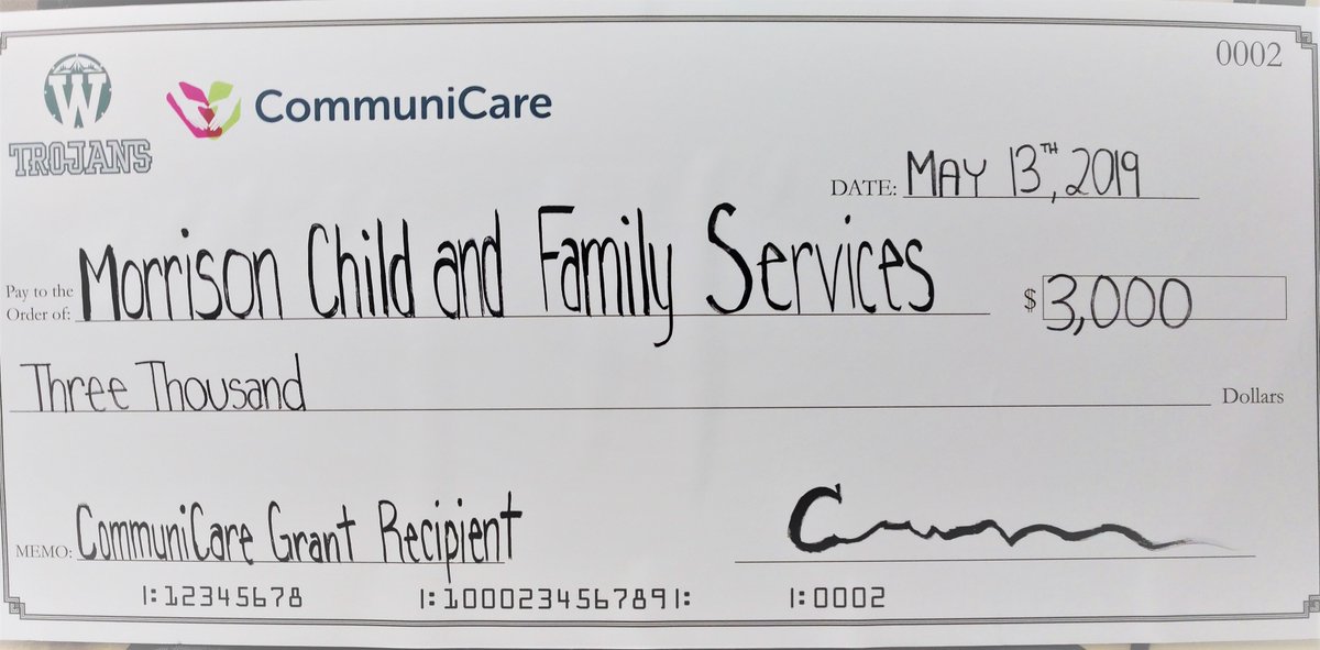 On Monday, Morrison received a $3,000 grant from the SchnitzerCARE Foundation's CommuniCare Program to support the building of the Rotary Youth Center at Morrison.