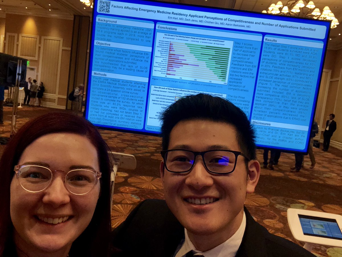ErinKarl_MD's tweet photo. Just presented our (@zachjarou @ChichenOfTheSea and Aaron Barksdale) research on what factors affect medical students’ perception of their competitiveness and the number of applications they submitted at #SAEM19! #opensloe @CORD_EM @emresidents @SAEMonline @NebraskaEM https://t.co/iQRfMXdRCG