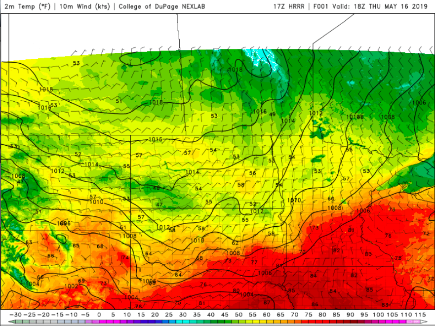 NovakWeather's tweet photo. 70s/80s F are abundant across so. MN/WI. However, look at what's lurking up north...40s &amp; 50s F. The clash of these two air masses will fuel a major Spring STORM over MN this weekend. https://t.co/XIA9oZOBrw