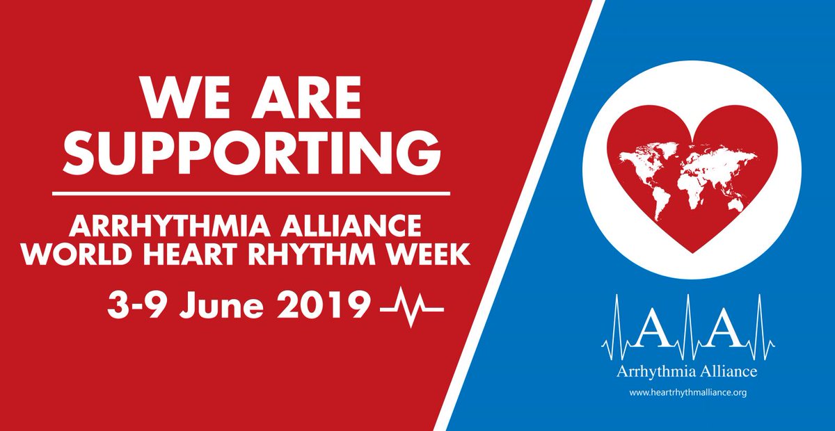We are supporting <a href="/KnowYourPulse/">Arrhythmia Alliance</a> World Heart Rhythm Week 2019 - helping to raise awareness of arrhythmias (heart rhythm disorders) ❤️ For more information and to find out how you can get involved visit: heartrhythmalliance.org/afa/uk/heart-r… 
#WHRW2019 #WorldHeartRhythmWeek