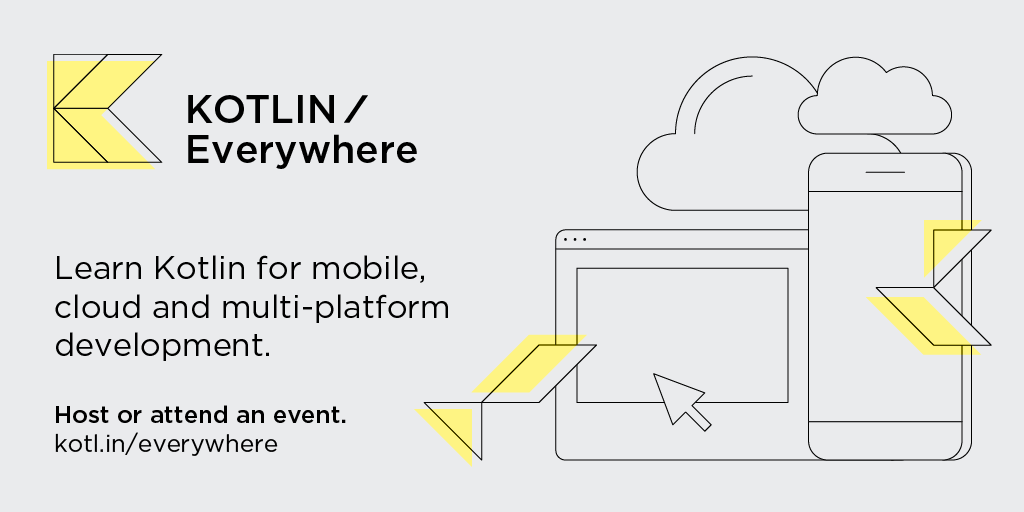 AndroidDev's tweet image. Together with @JetBrains, we’re launching #KotlinEverywhere - a global series of community-led events where you can learn about #Kotlin, including using it for Android, back-end, front-end, &amp;amp; other platforms!

Read → goo.gle/2YwQgzY
More info → goo.gle/2w3T5fL