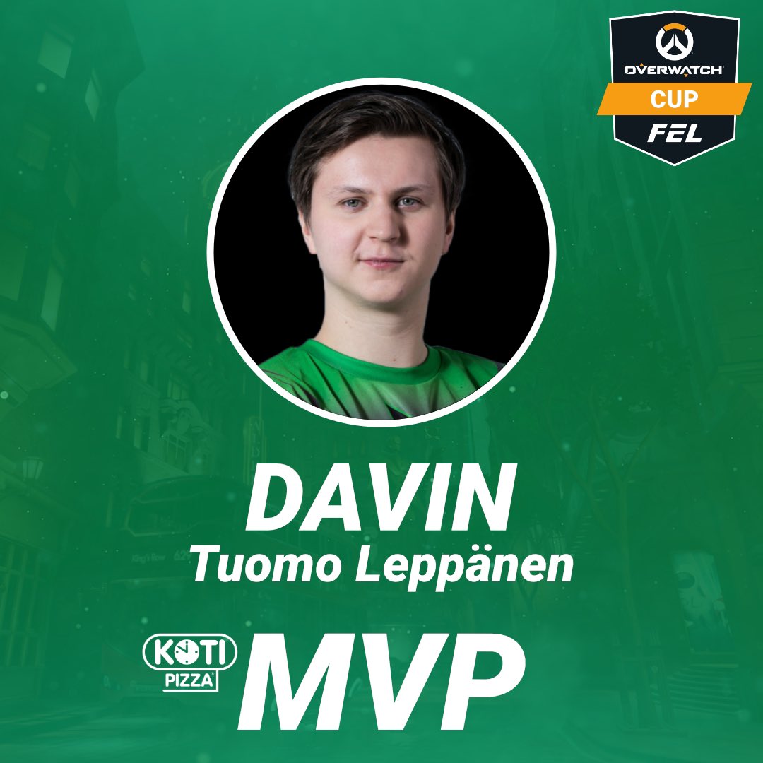 esportsfinland's tweet photo. Nyt antoi @TeamGigantti isoa tukkapöllyä @classicesports_:lle kovasta taistelusta huolimatta. Ottelu menee vihreäpaitaisille lukemin 3-0.

Ottelun Kotipizza MVP on @Davin_OW. Menikö oikein? Ota kantaa alla ja voit voittaa 50 € lahjakortin @Kotipizza’an. 

#owesm #owfi #esportsfi https://t.co/CXmectpGTd