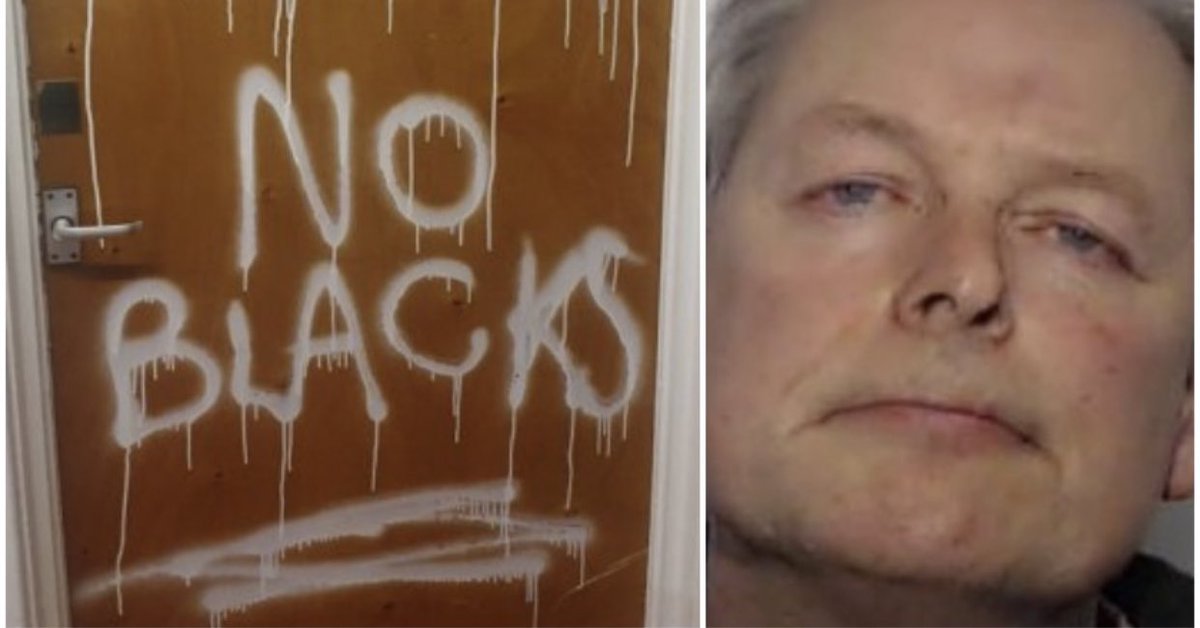 StanCollymore's tweet image. Remember the Dad and 10 year old kid a month or two ago who had this sprayed on their front door?

Well the man on the right is Vaughan Dowd.

His solicitor, pre sentencing ( jailed, 1 year) said Dowd...

"Had Brexit on his mind".