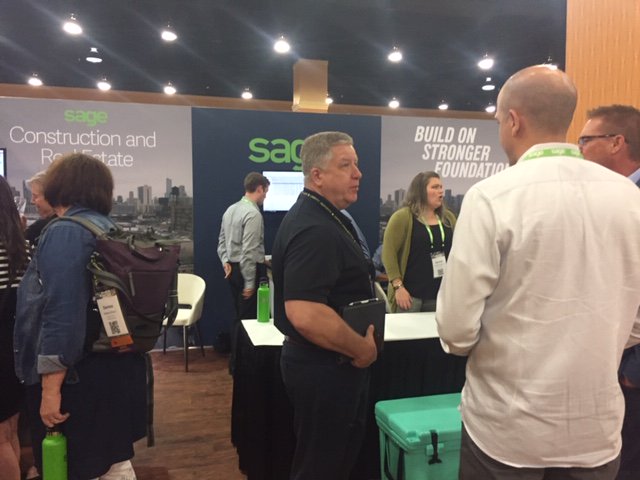 SageUSAmerica's tweet photo. The #Sage booth (#22) has been busy at #TUGConference! Come by and see us! We have a few water bottles left and lots of webcam covers. #SageCRE @SageReneeM @TUGweb https://t.co/IKhV6GWPxw