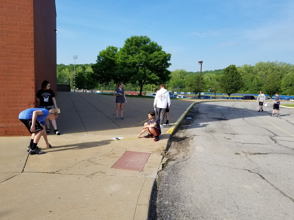 Beautiful day to use our triangle skills to measure indirect height. #mathisfun #manypawsonepride <a href="/SeckmanHigh/">Seckman High School</a>