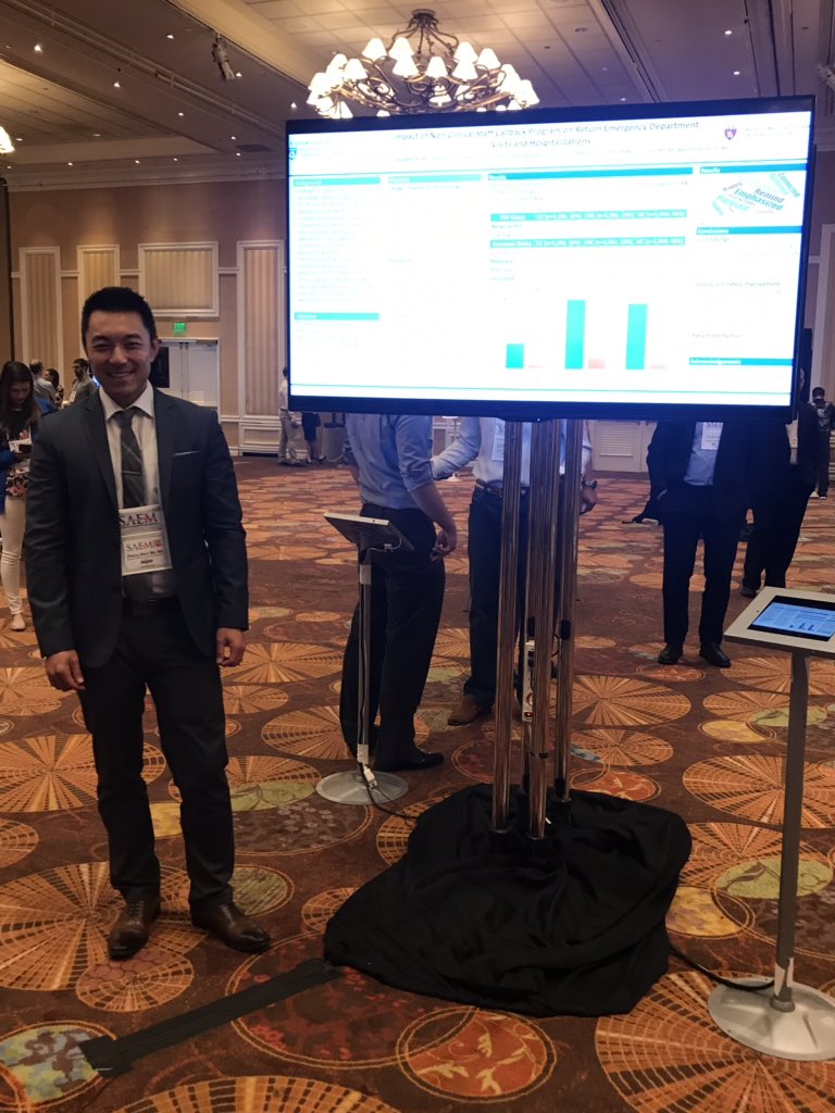 Dr Ben Ma presenting the Brigham Care Redesign Incubator and Support Program (BCRISP) <a href="/BrighamWomens/">Brigham and Women's Hospital</a> awarded project : “Impact of Nonclinical Staff Callback Program on Return Emergency Department Visits and Hospitalizations” at #SAEM19.
Excellent work Ben! <a href="/EMRES_MGHBWH/">HAEMR</a>