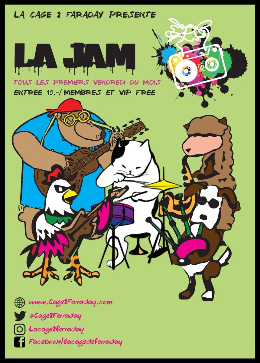 Cage2Faraday's tweet photo. 🎺🥁🎤 Jam Session 🎶🤘🎸

Tous les 1er vendredi de chaque mois !

Alors cochez la date dans le calendrier !

#JamSession #Saviese #Valais #C2F #Musique #Sion #Conthey #Sierre #Martigny https://t.co/NjekCFnwis