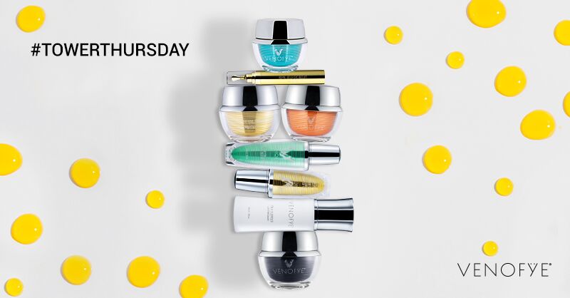 Venofye's tweet photo. #TowerThursday featuring some of our best-selling products! Have you made a skincare tower yet? https://t.co/9xTnGVeOV8