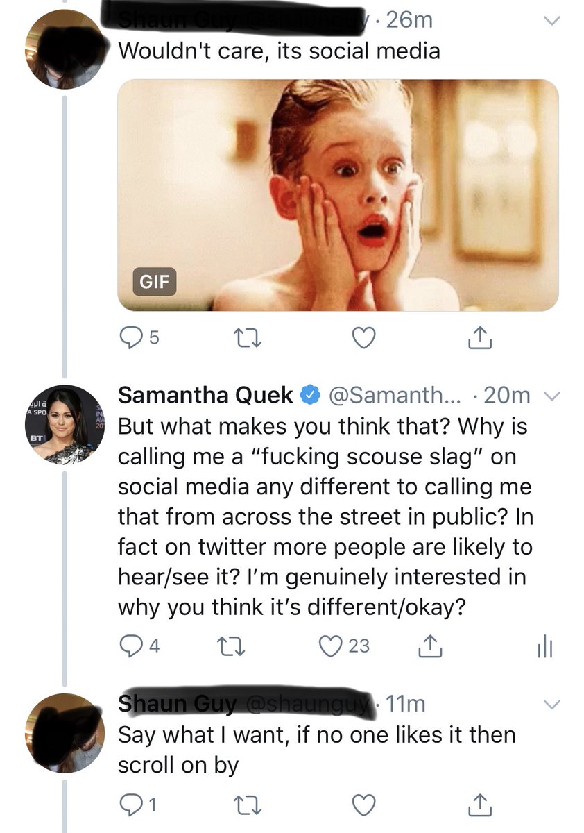SamanthaQuek's tweet photo. I’m SO fed up with the idea that being abusive online is different to being abusive in the street.

It’s #MentalHealthAwarenessWeek - Lets all be more responsible online.

It’s no longer “sticks &amp; stones may break my bones but words will never hurt me” - times have changed! https://t.co/jNDbwbazEL