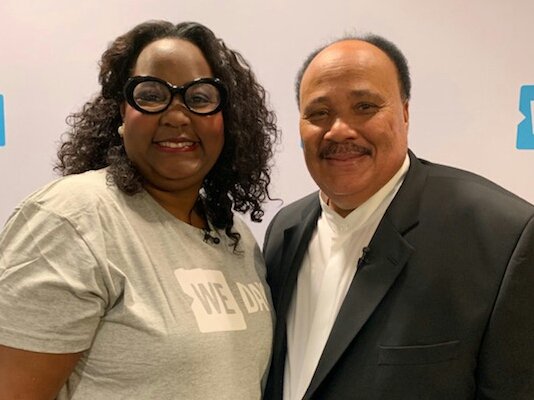 OfficialMLK3's tweet photo. Here's a better picture of me and Dr. Jacqueline Sanderlin of @INGUSD, at today's #WeDay Connect event! #MLK3 #Education #Partnership https://t.co/tgVFkM3HeR