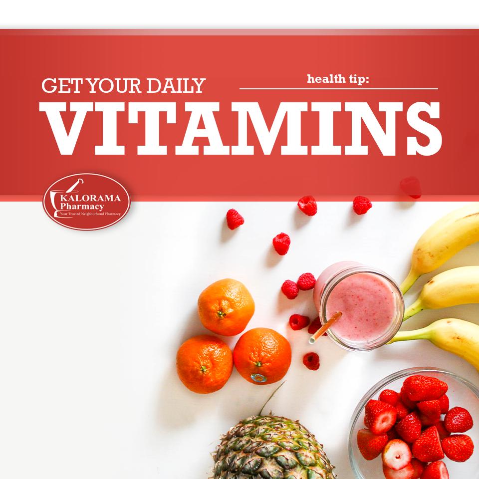 #HealthTip - Get your daily vitamins! Try to consume a variety of nutrient-dense foods and beverages within and among the basic food groups. At the same time, choose foods that limit the intake of saturated and trans fats, cholesterol, added sugars, and salt.