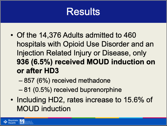 BillSoaresIII's tweet photo. SAEM Oral Abstract. ED providers can take the lead in MOUD induction for patients with OUD admitted to the hospital. #CODEOUD Thanks for the support, everyone! @JMPerroneMD @kit_delgadoMD @esoremanderson @AustinKilaru @LWestafer @petersmulowitz @BaystateEM https://t.co/on9jlGsFfS