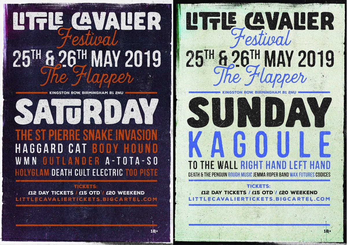 Next week! Gonna be a FCKN party yo!
<a href="/TSPSI/">The St. Pierre Snake Invasion</a> <a href="/Kagoule/">Kagoule</a> <a href="/theHaggardCat/">Haggard Cat</a> @RHLHmusic and loads more going to smash our last ever event! Get down to <a href="/TheFlapperBrum/">The Flapper</a>