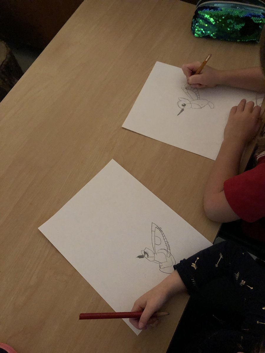 kinderknights1's tweet photo. Guided art lesson...how to draw a hummingbird. https://t.co/eDSoMoMPre