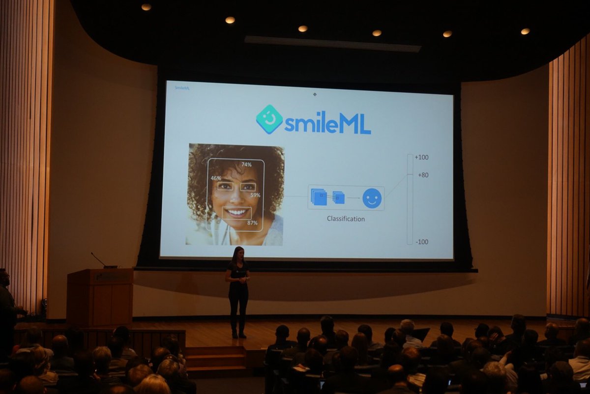 #Sembler mentor Tess Bailie introducing @smileML COO Shannon Anderson. They’re making emotion recognition an exact science! #tsdemoday #innovativeAF @techstars