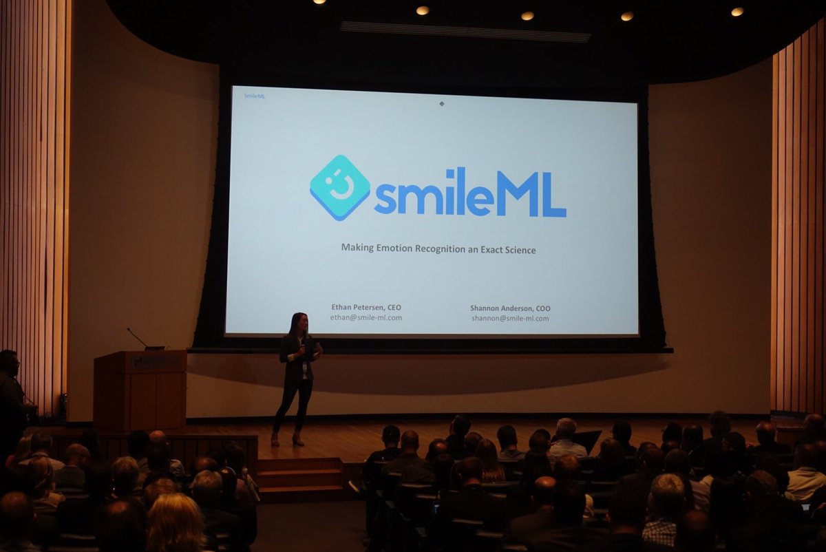 DraperLab's tweet photo. #Sembler mentor Tess Bailie introducing @smileML COO Shannon Anderson. They’re making emotion recognition an exact science! #tsdemoday #innovativeAF @techstars https://t.co/GHQz3S6qxT