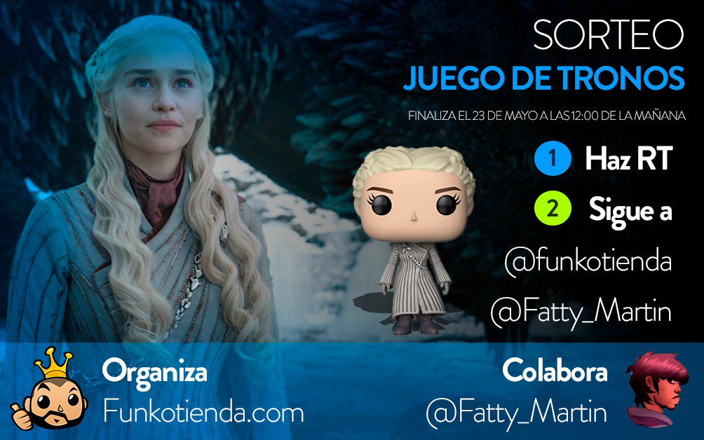 Fatty_Martin's tweet photo. ❄️🔥SORTEO: JUEGO DE TRONOS❄️🔥

FUNKO POP DAENERYS TARGARYEN.

Para participar:
–RT al tuit
–Follow @funkotienda 
–Follow @Fatty_Martin 

(Hasta el 23 de mayo) https://t.co/4hnD3fd9Tt