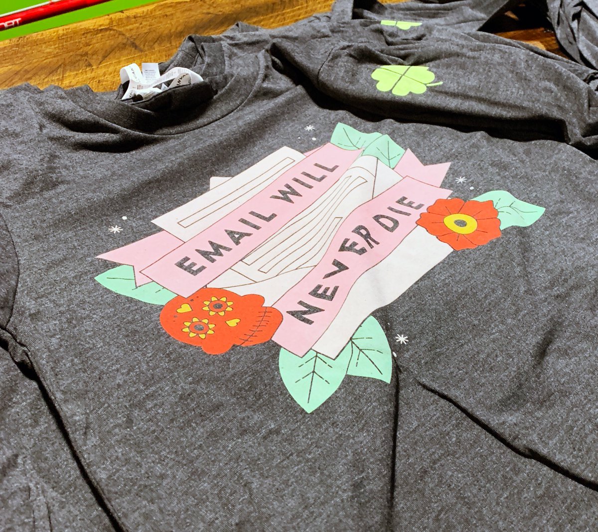 sigstr's tweet photo. New swag alert!

Our team has some brand new Email Will Never Die threads, just in time for the spring. 

☘💀☘ https://t.co/a8nIE30I3o