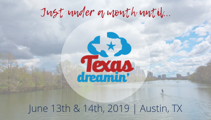 eOneSolutions's tweet photo. It's just under a month until @Texas_Dreamin in #ATX. Join us &amp; #Salesforce community members on June 13th &amp; 14th to strengthen your connections in the channel and increase your skills. Check out https://t.co/u7XlZ2urAu   for more info! #SmartConnect #Popdock #SilverSponsor https://t.co/mJSgGImpjN