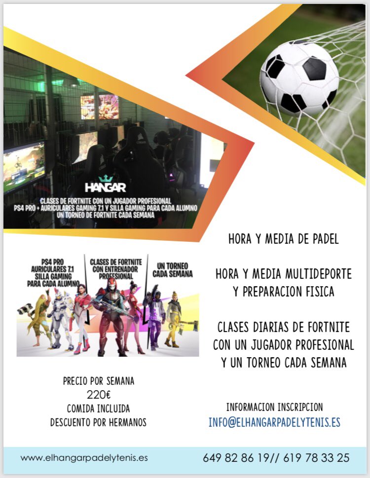 Plazas disponibles. Un campamento realmente divertido @grupoitra  @tenistasdemadrid  @fortnite