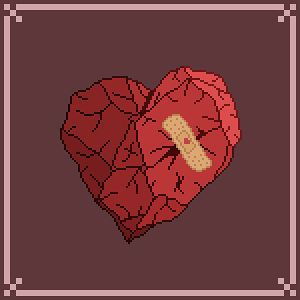 PixelFeren's tweet photo. A wounded #HeartPiece that could use some of that love (or a good amount of super glue). For 
@Pixel_Dailies.

Day 4

#pixel_dailies #pixelart #aseprite https://t.co/5z3oPIGJo5
