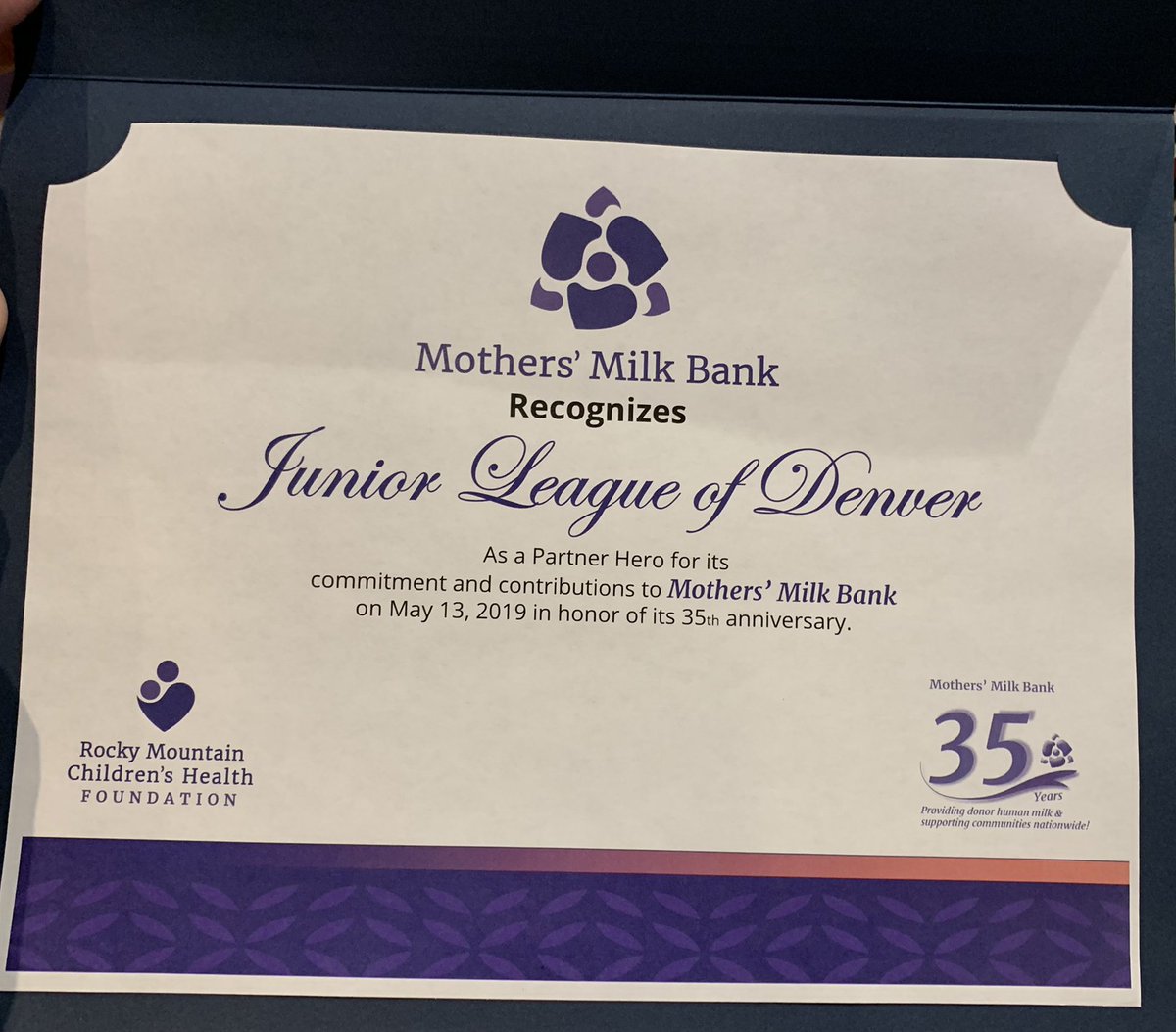 jldenver's tweet photo. This week's #TBT is dedicated to @MilkBankCO! The #JLD was honored on Monday as a Partner Hero at the organization's 35th Anniversary celebration for our role to help the Bank get up and running in 1984. Our members were thrilled to be invited! #JLD100 #History #ItMatters https://t.co/65PPeYfIEa