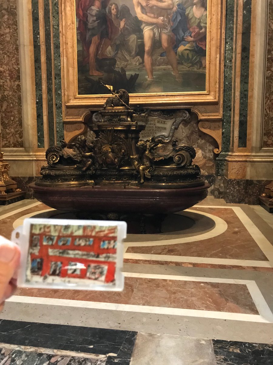 jennywalkabout's tweet photo. @sarasiobhan No candles to light in St Peters, but a silent prayer as the #LBBus and #LBQuilt had their picture taken beside the font. X https://t.co/Ghaf8wIq3m